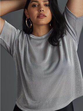 Anthropologie Short-Sleeve Shine Cropped Tee